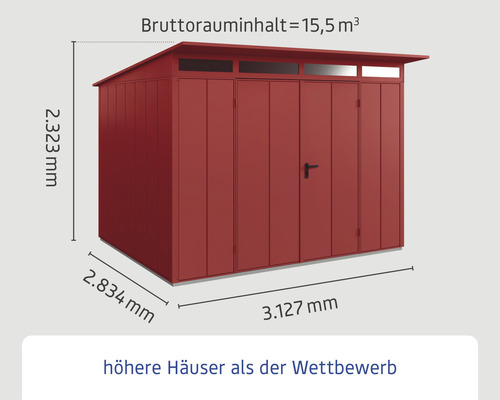 Metall Gerätehaus mit Abmessungen