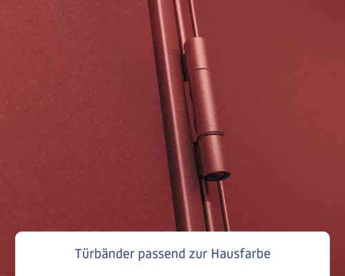 Nahaufnahme von Türbändern passend zur Hausfarbe