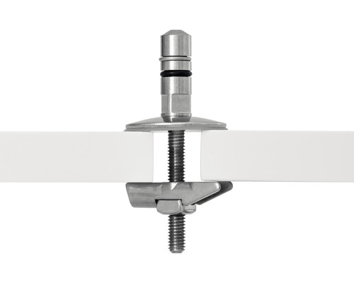 Befestigungselement aus Metall zur Verbindung von zwei weißen Elementen