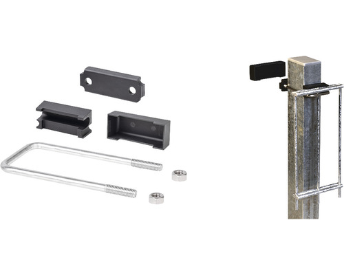 Zaunbausatz mit U-Bügel, Muttern und Verbindungsstücken für Vierkantpfosten