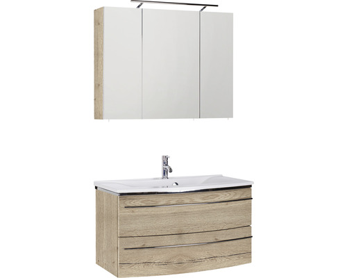 Badezimmermöbel Set mit Waschbeckenunterschrank und Spiegelschrank