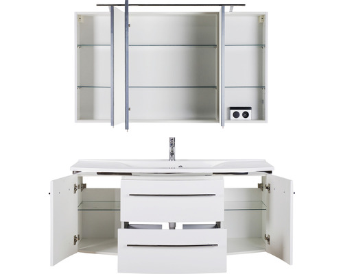 Badezimmermöbel-Set mit Waschbeckenunterschrank, Waschbecken und Spiegelschrank