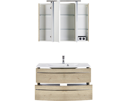 Badezimmermöbel-Set mit Waschbeckenunterschrank und Spiegelschrank