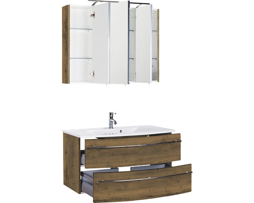 Badezimmermöbel-Set mit Waschbeckenunterschrank und Spiegelschrank