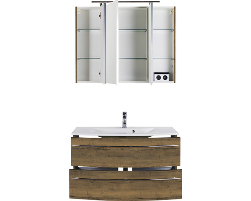 Waschbeckenunterschrank und Spiegelschrank-Kombination für Badezimmer