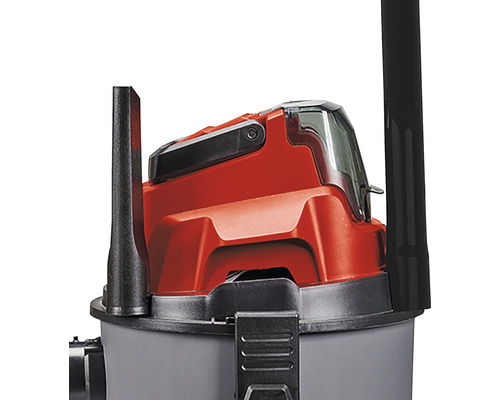 Detailansicht eines Nass Trockensaugers mit rotem Motorkopf