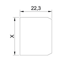 Technische Zeichnung mit Maßangaben 22,3 und X