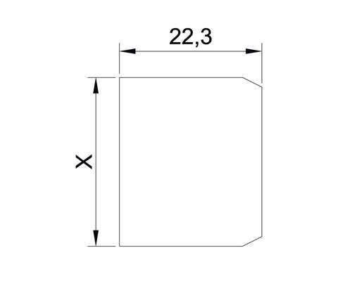 Technische Zeichnung mit Maßangaben 22,3 und X