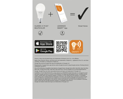 Grafik zur Installation einer intelligenten Lampe mit App und QR-Code