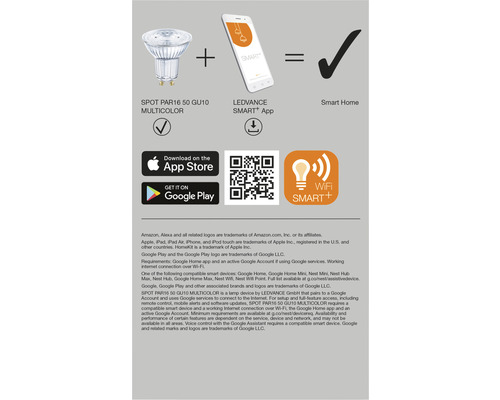 Spot PAR16 50 GU10 Multicolor plus Ledvance Smart Plus App gleich Smart Home