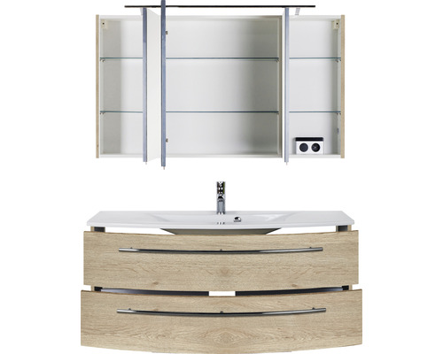 Badezimmer Waschtischkombination mit Spiegelschrank und zwei Schubladen