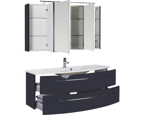 Badezimmerset mit Spiegelschrank, Waschbecken und Unterschrank mit zwei Schubladen
