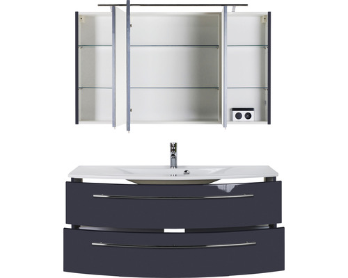 Badezimmermöbel-Set mit Waschbecken, Unterschrank und Spiegelschrank zur Badezimmerausstattung