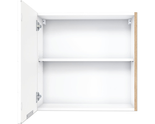 Innenansicht eines Badezimmerschranks mit Einlegeboden