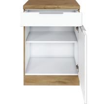 Offener Badezimmerschrank mit Schublade und Regalböden