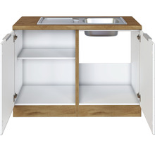 Spülenunterschrank mit zwei offenen Türen und Einlegeböden