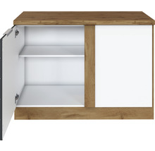 Waschbeckenunterschrank mit einer offenen Tür und einem Regalboden