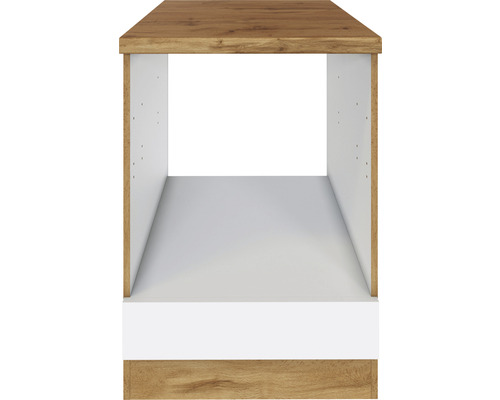 Regal mit Holzplatte und weißem Korpus