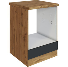 Küchenunterschrank in Holzoptik mit Aussparung für Geräte