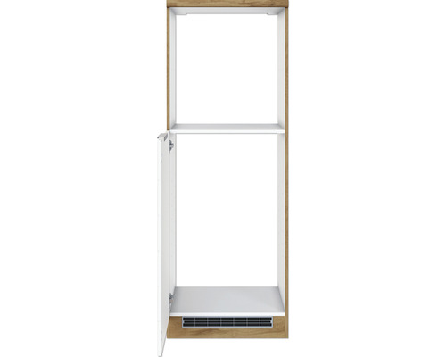 Offener Badezimmerschrank mit Tür, Einlegeboden und Lüftungsgitter