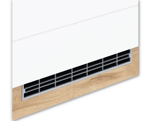 Detailansicht eines Lüftungsgitters in einem Holzmöbelstück