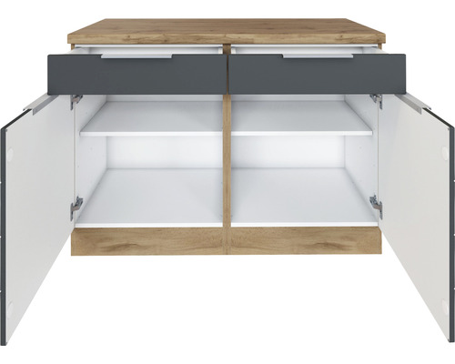 Waschtischunterschrank mit Schubladen und offenen Fächern