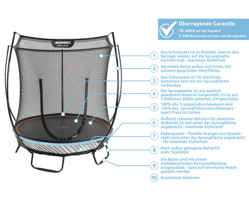 Trampolin mit Sicherheitsnetz für den Außenbereich