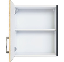 Offener weißer Spiegelschrank mit zwei Regalböden für das Badezimmer