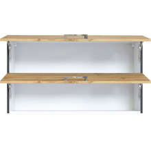 Geöffneter Schuhschrank mit zwei Fächern und Griffen