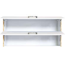 Geöffneter weißer Hängeschrank mit Griffen