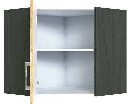 Offener Wandschrank mit zwei Türen und einem Regalboden