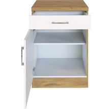 Badezimmerschrank mit offener Tür, Schublade und Einlegeböden