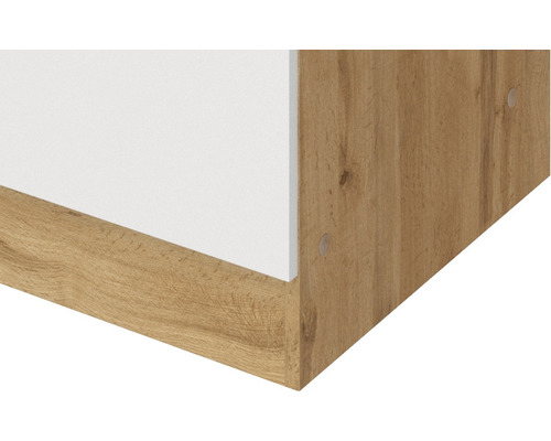 Detailansicht eines Möbels aus Holz und Weiß