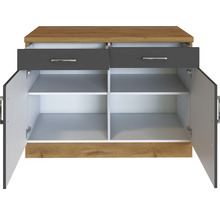 Kommode mit zwei Schubladen und zwei offenen Türen