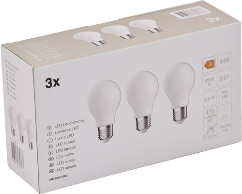 Verpackung mit drei LED Leuchtmitteln