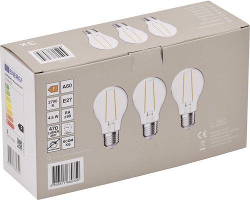 Packung mit drei LED-Lampen E27