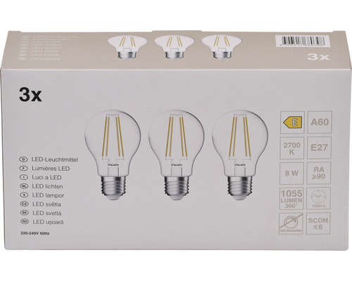 Packung mit drei LED Lampen E27