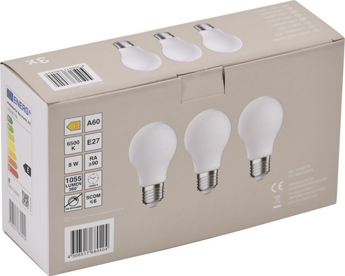 3x LED Lampe A60 E27/8,0W(75W) 1055 lm 6500 K