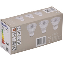 Verpackung mit drei LED-Leuchtmitteln GU10, 4,9 Watt
