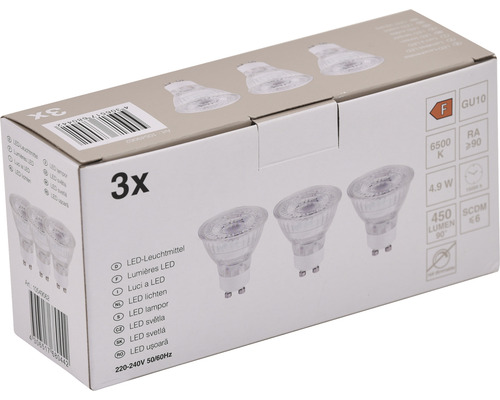 Packung mit drei LED-Leuchtmitteln GU10