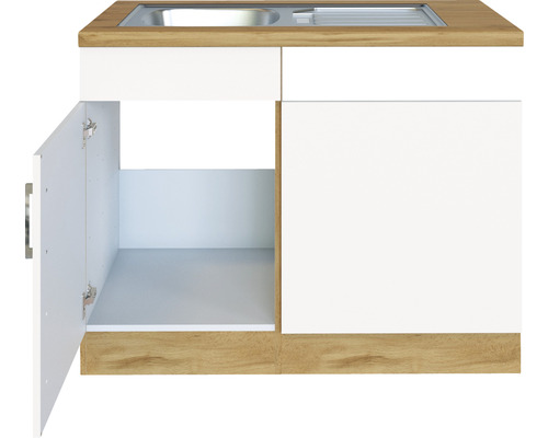 Waschbeckenunterschrank mit offener Tür