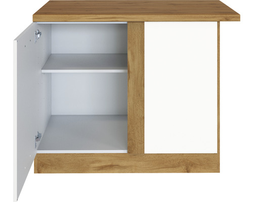 Wandschrank mit einer offenen Tür und zwei Einlegeböden