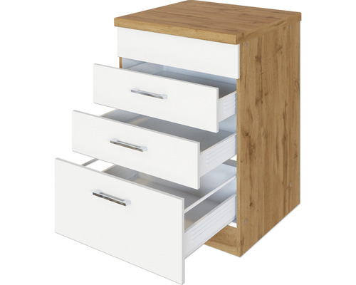 Kommode mit drei offenen Schubladen in Holzoptik