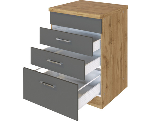 Kommode mit drei Schubladen teilweise geöffnet