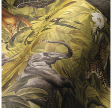 Tapete mit Dschungelmotiv, einschließlich Elefant, Affe, Leopard und tropischer Vegetation