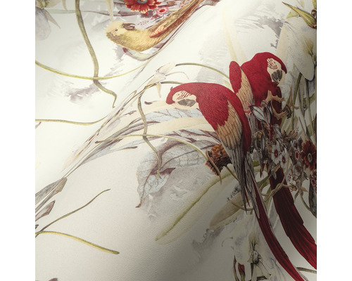 Tapete mit Papageien- und Vogelmuster