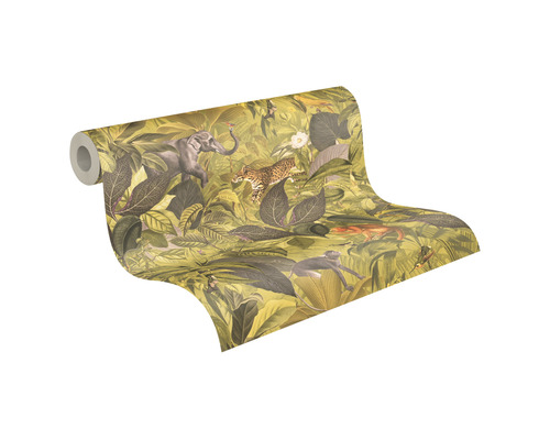 Tapetenrolle mit Dschungelmotiven, inklusive Elefant, Leopard und Affe