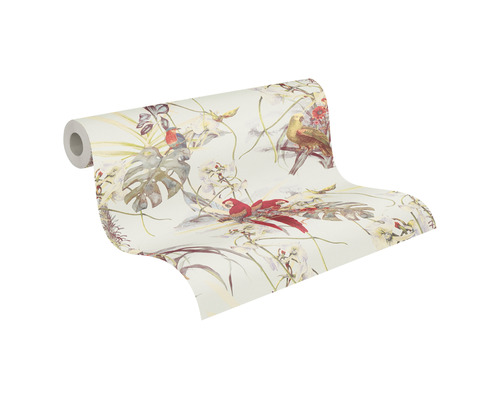 Tapetenrolle mit Vogel- und Pflanzenmuster
