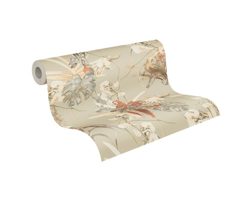 Tapetenrolle mit Vogel- und Pflanzenmuster