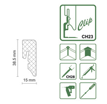 Produktinformationen und Montagesymbole für Clip CH23
